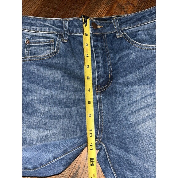 Risen Skinny Jeans Juniors Size 7/28 Distressed Medium Wash - Picture 3 of 7